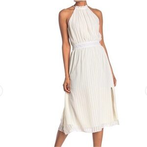 One‎ One Six NWT Cream White Halter Chiffon Striped Dress Womens Size Small S